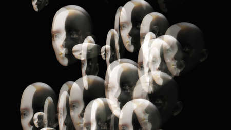 Artistic 3D Illustration of a Faceの写真素材