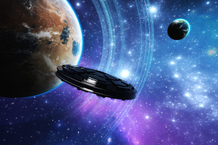 Artistic 3D illustration of a science fiction sceneの写真素材