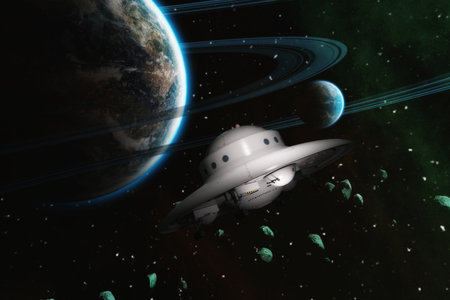 Artistic 3D illustration of a science fiction sceneの写真素材