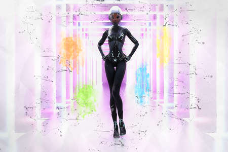 Artistic 3D illustration of a science fiction sceneの写真素材