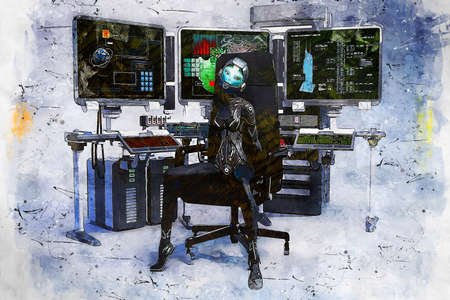 Artistic 3D illustration of a science fiction sceneの写真素材
