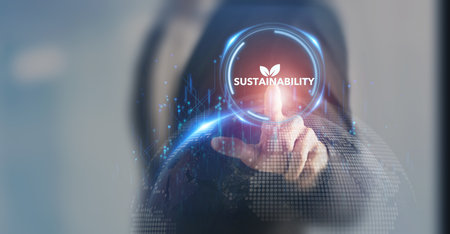 Sustainable business strategy concepy. Growing sustainability by doing business with positively impacting the environment, community and society. Challenges and drive business success. ESG.の写真素材