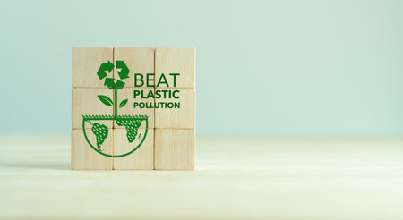 World Environment Day (5th June) theme is Beat Plastic Pollution.Take action against the damaging effects of plastic pollution on environment, reduce single-use plastics, recycle responsibly.の写真素材