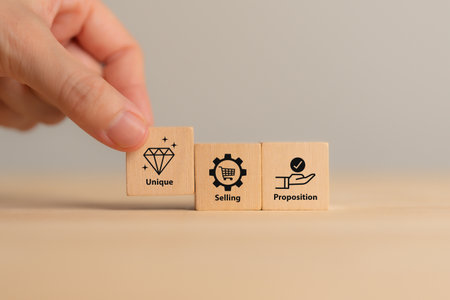 Unique selling proposition (USP), marketing strategy concept. The competitive advantage of product and service and attract customers. Differentiate from the competition, unique benefits and features.の写真素材