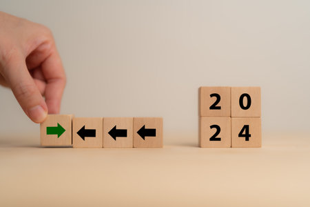 New ways of working, differentiation strategy in 2024. Providing uniqueness, different and distinct from competitors, creating competitive advantage. Business direction concept in 2024.の写真素材