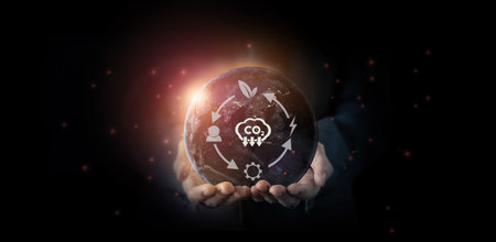 Circular economy concept, recycle, environment, reuse, manufacturing, waste, consumer, resources. LCA Life cycle assessment. Sustainable development. Circular economy symbols on smart background.の写真素材