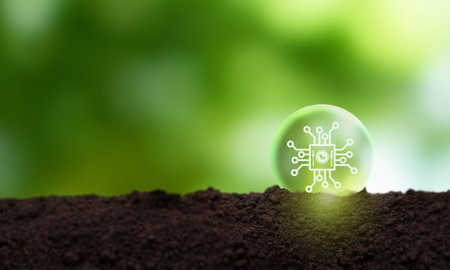 Foodtech, food technology concept. Development of innovative solutions to improve the production, distribution, and consumption of food,making food more accessible, affordable and sustainable.の写真素材
