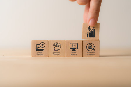 Growth hacking concept. A modern approach to marketing, combining creativity and technical savvy to rapidly increase business growth. Using digital tools, data driven and automation to drive growth.の写真素材