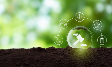 International environmental law concept. Climate or environmental justice. Environmental regulations for sustainable business corporate and industry. International law for environmental protection.の写真素材
