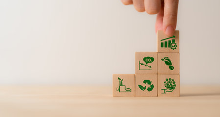 Green productivity concept. Sustainable business improve competitiveness, reduce costs, ...