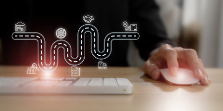 Digital procurement and supply chain management concept. Digital procurement process integrated with analytics, logistics, contracts, supply chain management. Digital transformation, business solutionの写真素材