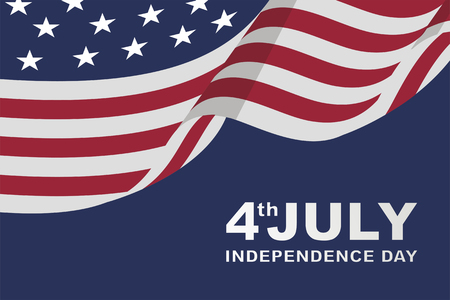 clean american happy independence day background with flat flag, for greeting cardのイラスト素材
