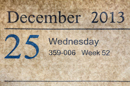 25 December 2013 Christmas Day date on paper