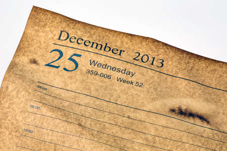 25 December 2013 closeup of the page from diary bookの写真素材