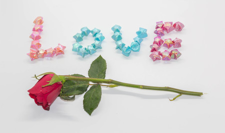 Red rose with message card.Image of Valentines dayの写真素材