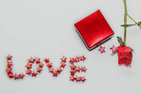 Red rose with message card.Image of Valentines dayの写真素材