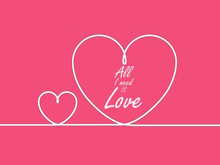 Valentines card with line heart and all you need is love phraseのイラスト素材