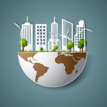 concept of eco friendly save the earth and world environment day ,paper art style.のイラスト素材