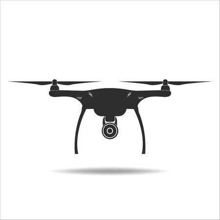 Drone with radio waves, wireless, radar detection system, delivery service line icon.のイラスト素材