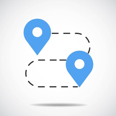 GPS.navigator pin blue color mock up with map on white background. vector illustrationのイラスト素材