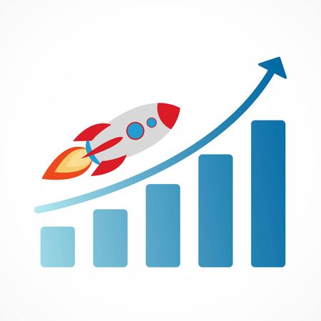 Rocket ship with fire and growth diagramのイラスト素材