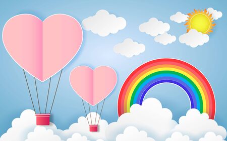 card Valentine's day balloon heart love Invitation on vector abstract backgroundのイラスト素材