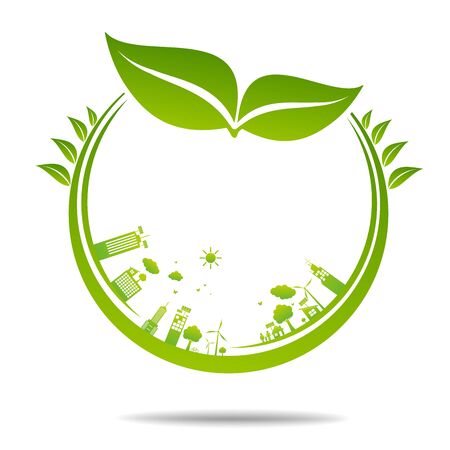 Green ecology City environmentally friendly Leaf Eco Frameのイラスト素材