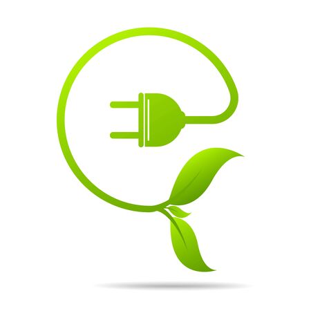 Green Energy Design leaf and power logo templateのイラスト素材