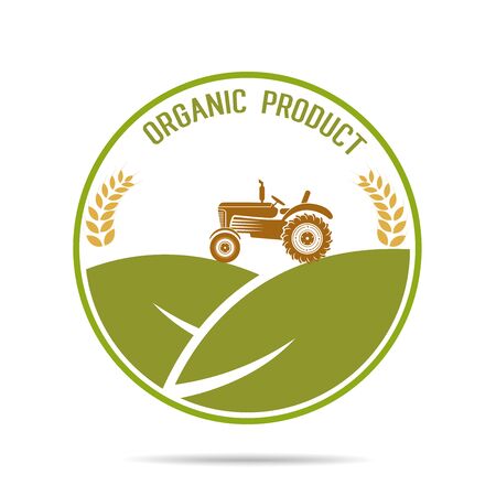 Farm fresh of vector emblems and stickers . Farming and agriculture, organic food, locally grown design elements for product packagingのイラスト素材