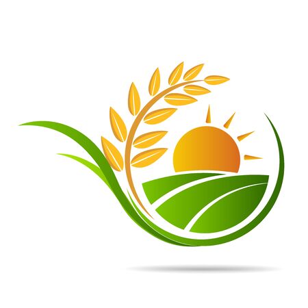 Farm fresh of vector emblems and stickers . Farming and agriculture, organic food, locally grown design elements for product packagingのイラスト素材