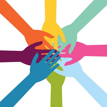 Hand Colorful Creative  Connection with Teamwork