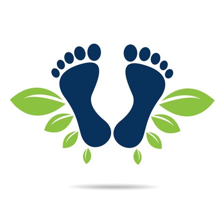 footprints of green leaves organic health and beauty care designのイラスト素材