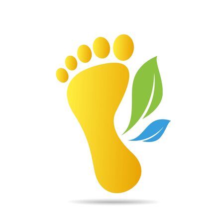 footprints of green leaves organic health and beauty care designのイラスト素材