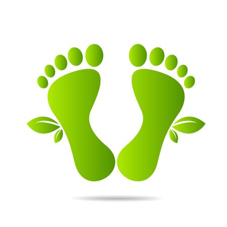 footprints of green leaves organic health and beauty care designのイラスト素材