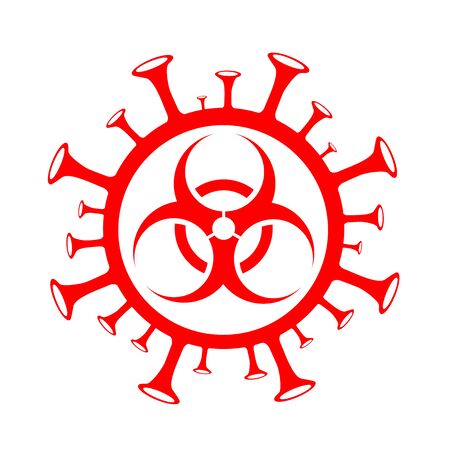 Favilavir antiviral drug to fight COVID-19,Abstract virus strain model Novel coronavirus 2019-nCoV is crossed out with red STOP signのイラスト素材