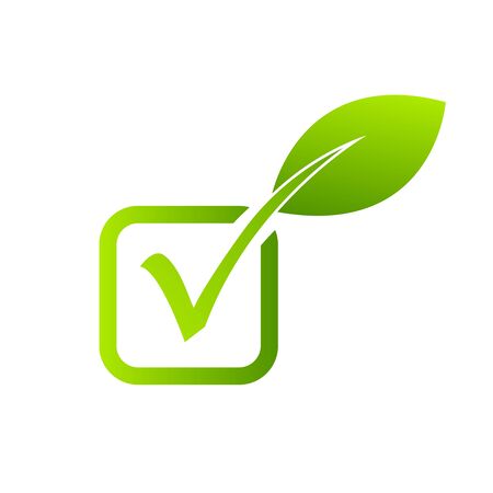 check leaf icon design vector, check wood green check audit iconのイラスト素材