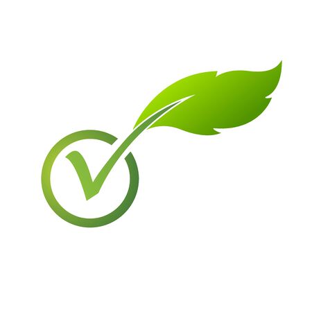 check leaf icon design vector, check wood green check audit iconのイラスト素材