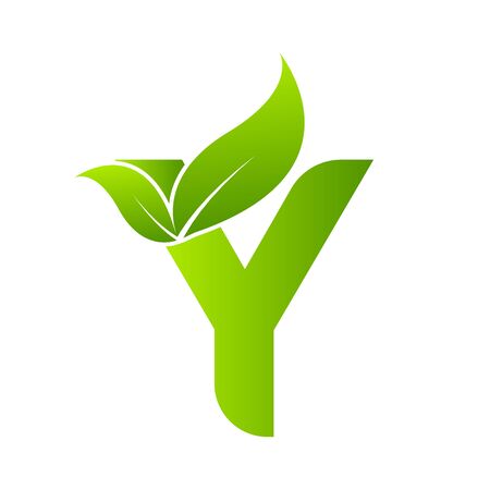 Letter Y with leaf element. Ecology concept.のイラスト素材