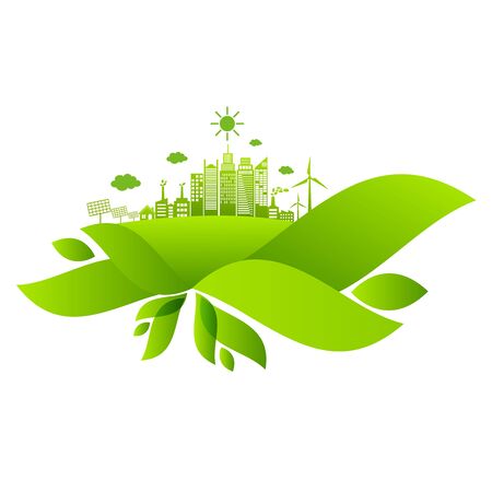 Ecology and Environmental concept. Design elements for sustainable energy developmentのイラスト素材