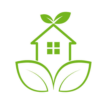 Leaf and Green House sign Templateのイラスト素材