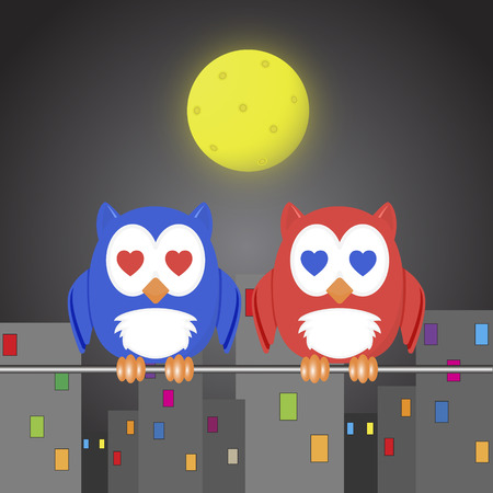 owlet two loversのイラスト素材