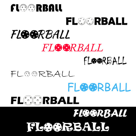 Floorball text for the team and the cup on a white backgroundのイラスト素材
