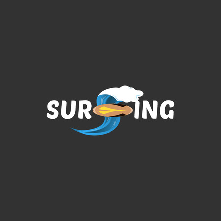 Surfing logo. summer boarding on waves vector illustrationのイラスト素材