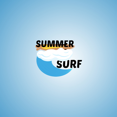 Surfing logo. summer boarding on waves vector illustrationのイラスト素材