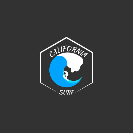 Surfing logo. summer boarding on waves vector illustrationのイラスト素材