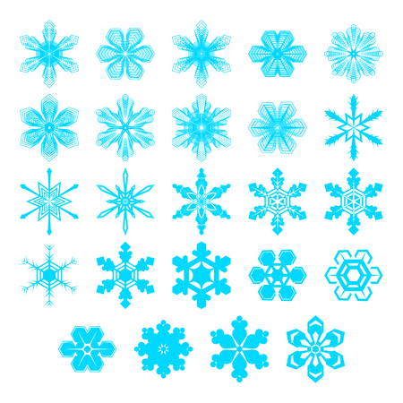 set of vectors snowflakes, winter elements on a white backgroundのイラスト素材