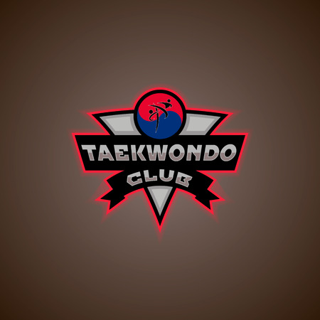 taekwondo logo for the team and the cup on a white backgroundのイラスト素材