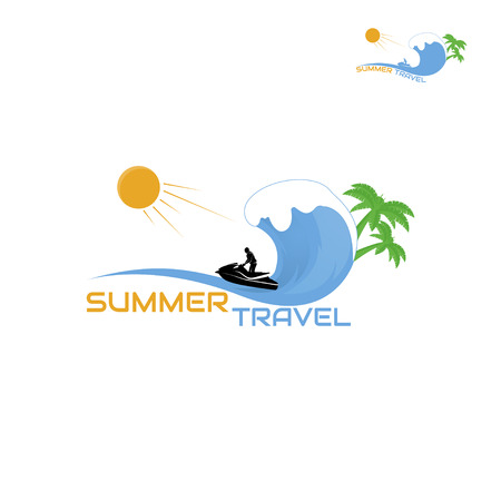 Logo jet ski, scooter on a white backgroundのイラスト素材