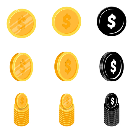 Dollar coin vector icon templateのイラスト素材