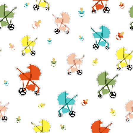 Seamless pattern with baby carriageのイラスト素材